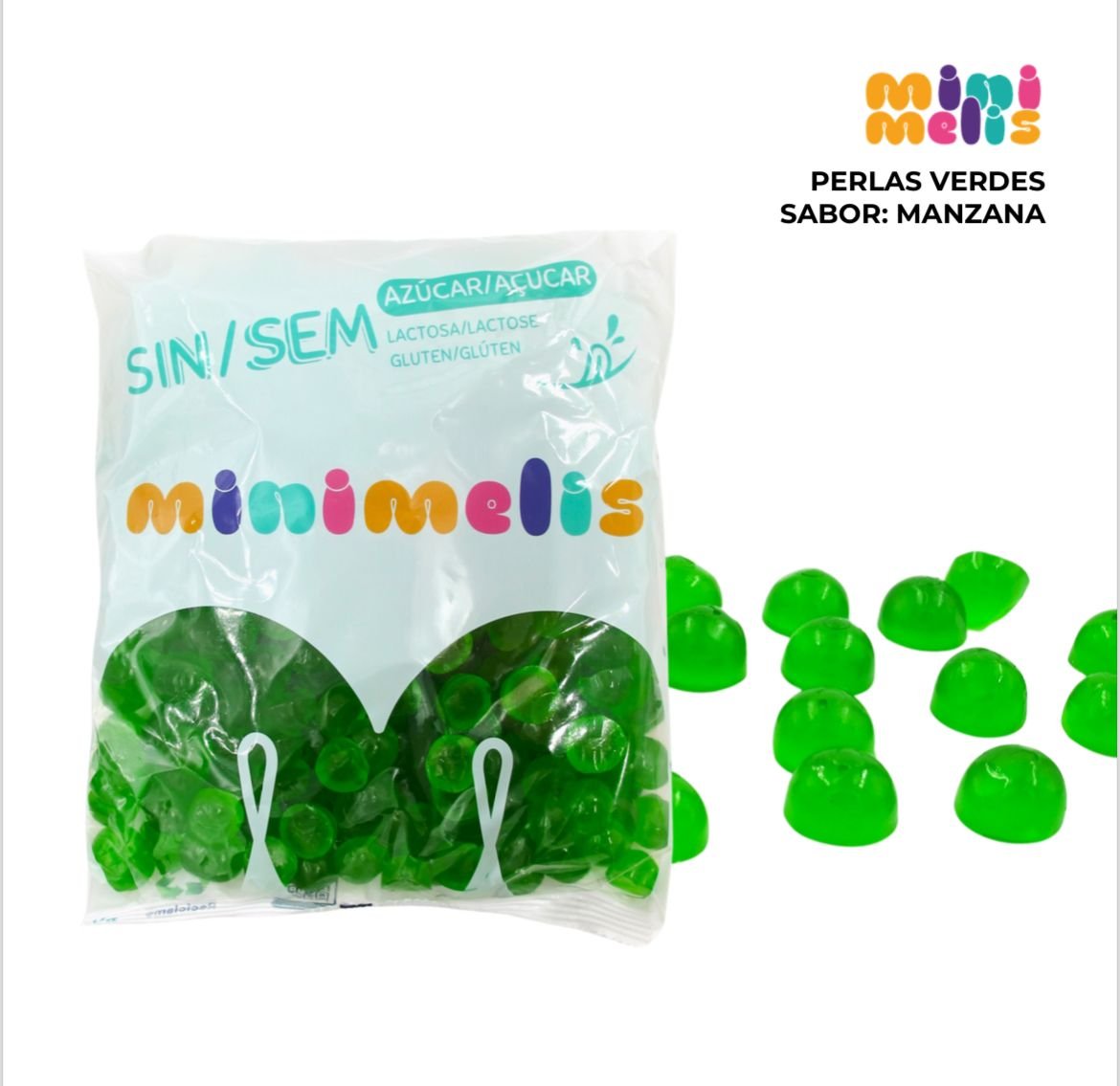 MINIMELIS PERLA VERDE BRILLO SIN AZUCAR 1K